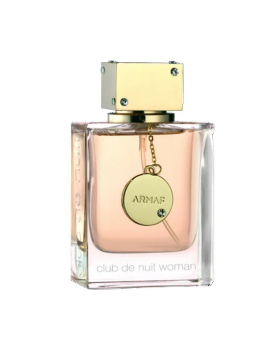 Perfume bottle labeled 'Armaf Club de Nuit Woman' on a white background