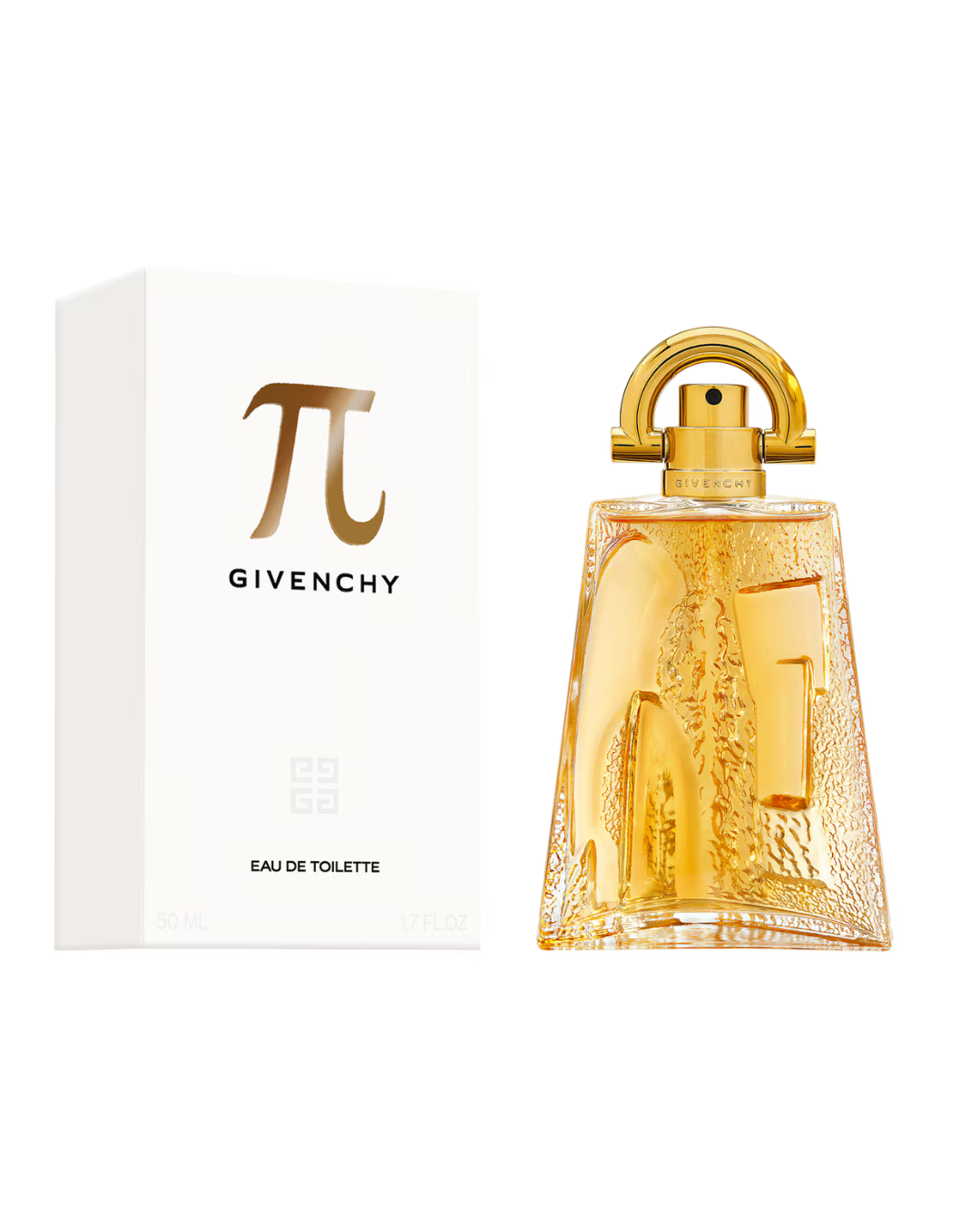 Givenchy Pi Eau de Toilette bottle and packaging on a white background