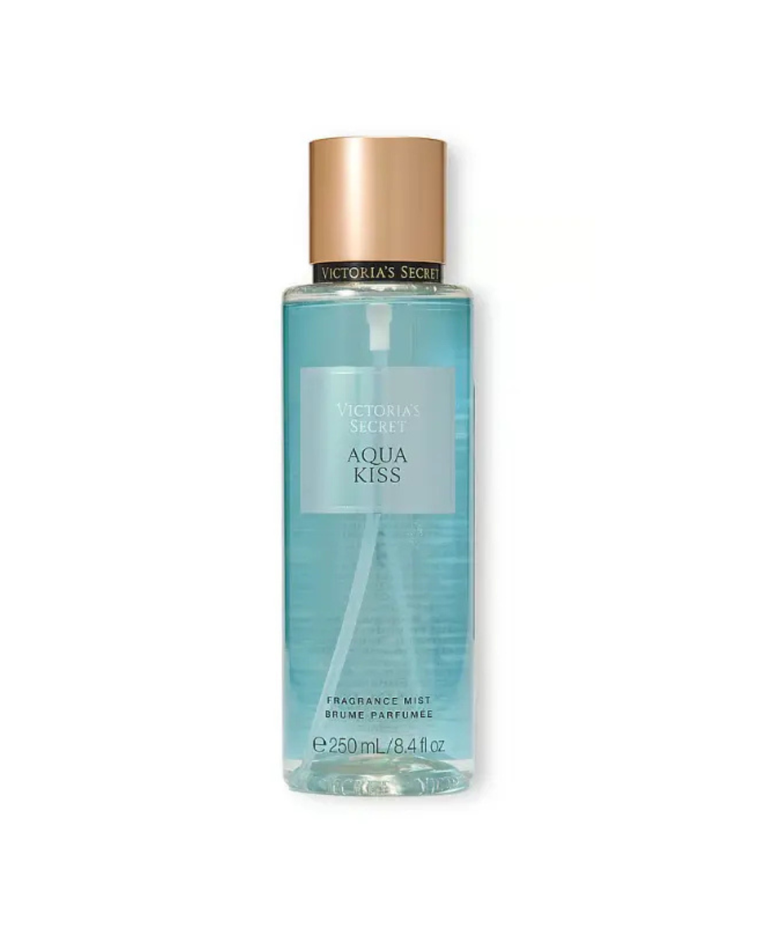 Victoria's Secret Aqua Kiss fragrance mist bottle on a white background