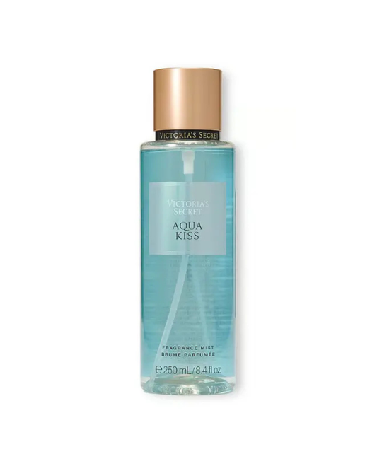 Victoria's Secret Aqua Kiss fragrance mist bottle on a white background