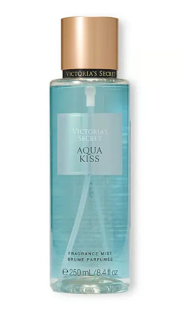Victoria's Secret Aqua Kiss fragrance mist bottle on a white background