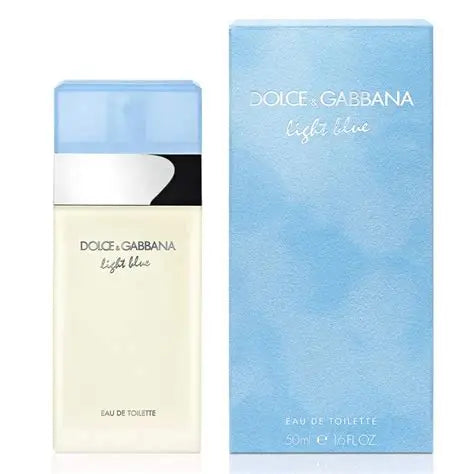 Dolce & Gabbana Light Blue perfume bottle and packaging on a white background