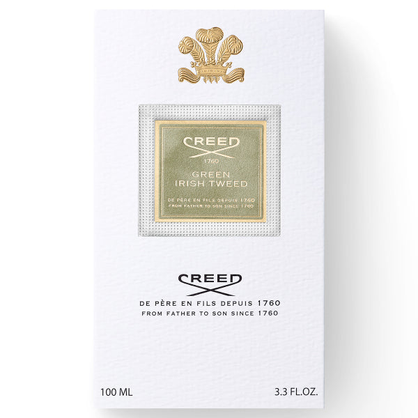 Creed Green Irish Tweed perfume packaging on a white background
