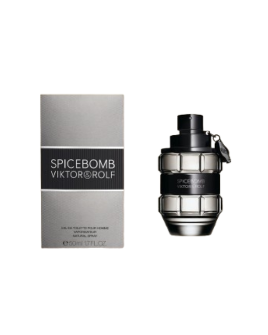 Viktor & Rolf Spicebomb perfume bottle and packaging on a white background